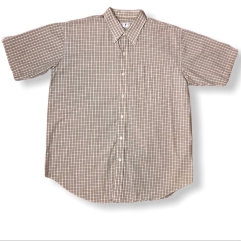 Vintage Bogari Green Tan Button Down Shirt